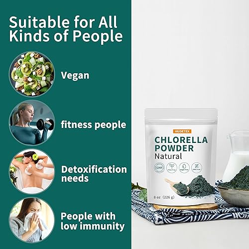 Miniatura 4 de Chlorella Powder Natural - Polvo de clorofila, apoya el sistema inmunológico y la función hepática, mantiene a la juventud, vegano, rico en