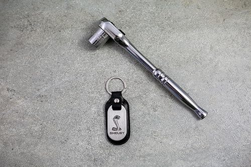 Miniatura 6 de Shelby Cobra Snake - Llavero FOB de acero inoxidable con licencia oficial Shelby, hecho de acero inoxidable (llavero) y piel auténtica, fabricado en