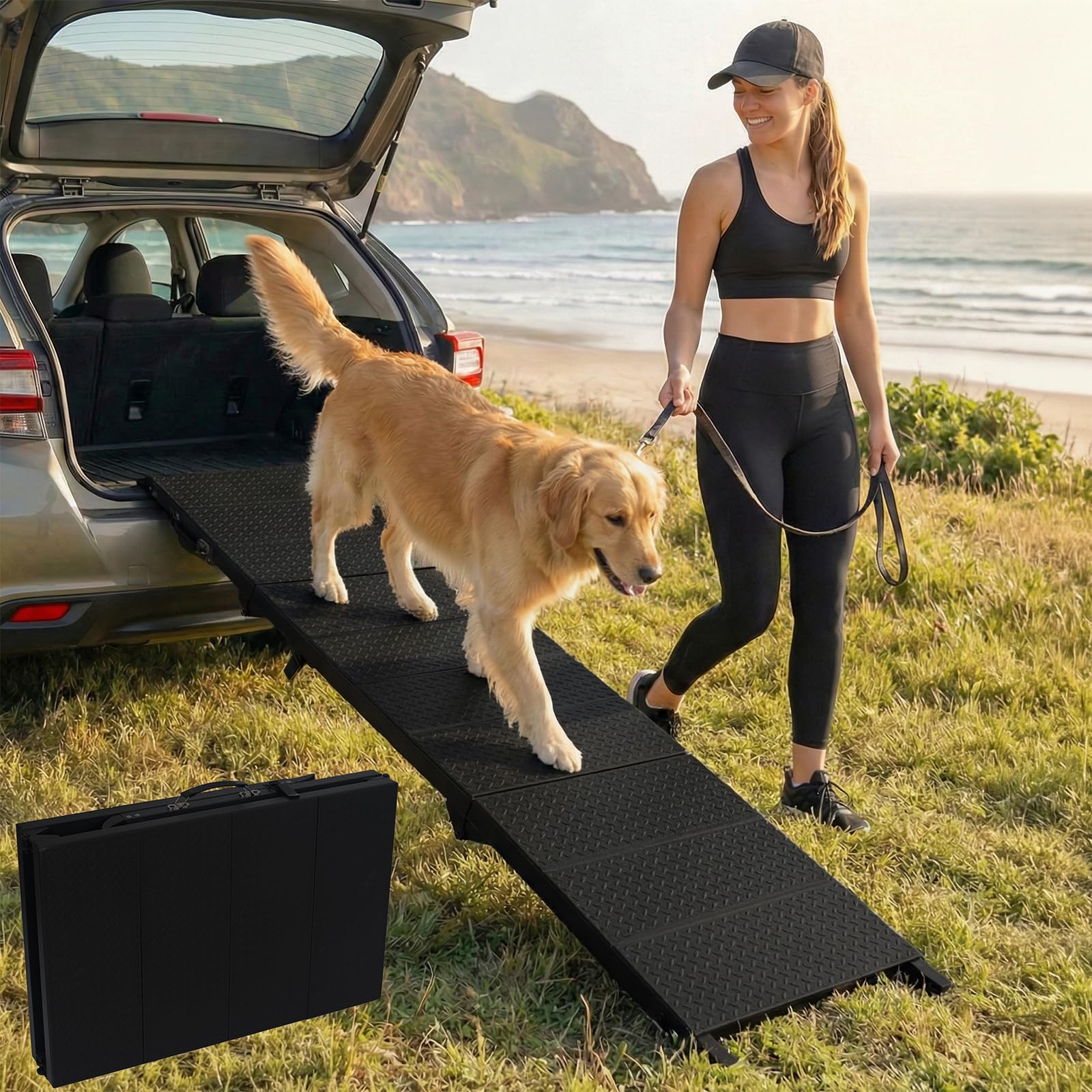 Photo 1 of Dog Ramp for Car 71" X 17.6" Extra Long Folding Aluminum Pet Ramp for Large Dogs up to 250 LBS, Portable Waterproof Dog Ramps for SUV Truck Cars