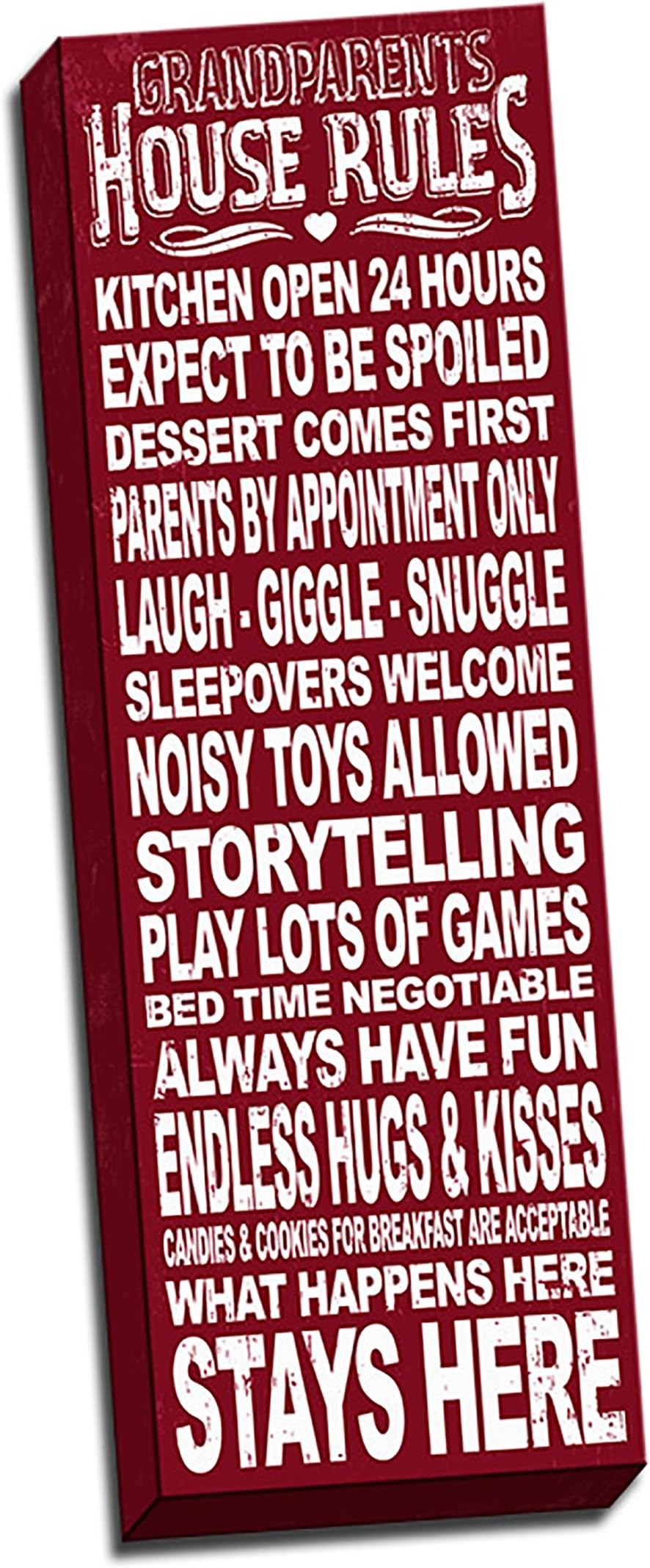 PICTURE IT ON CANVAS Grandparents House Rules Red Quote 12"x36" Wall Decoration Typography Art Ima.