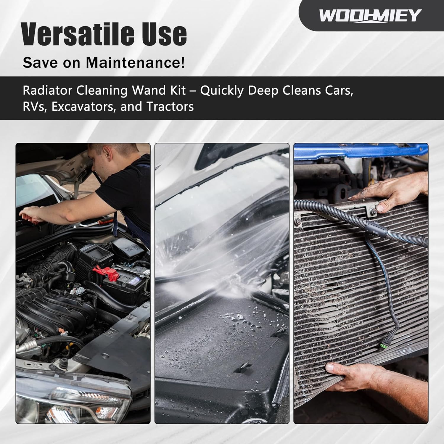 Radiator Cleaning Wand 39 Inch – 4500PSI Stainless Steel Pressure Washer Radiator Flush Cleaner Tool with 6 Nozzle Fan Spray, Radiator Cleaning Hose Attachment, Flush Kit for Car Truck RV