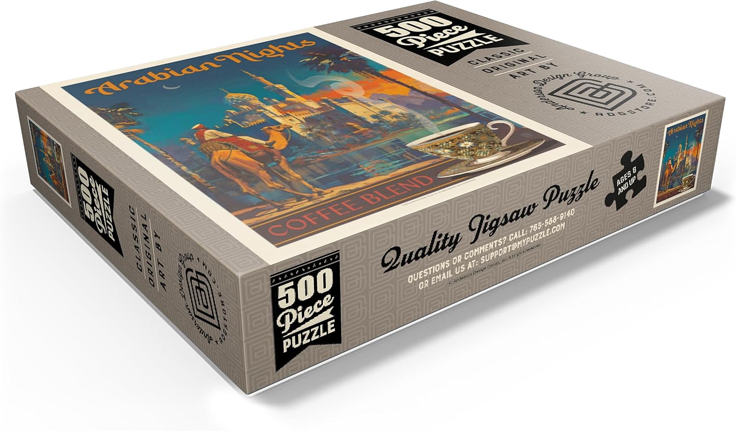 MyPuzzle Arabian Nights Coffee Blend, Vintage Poster - Premium 500 Piece Jigsaw Puzzle for Adults