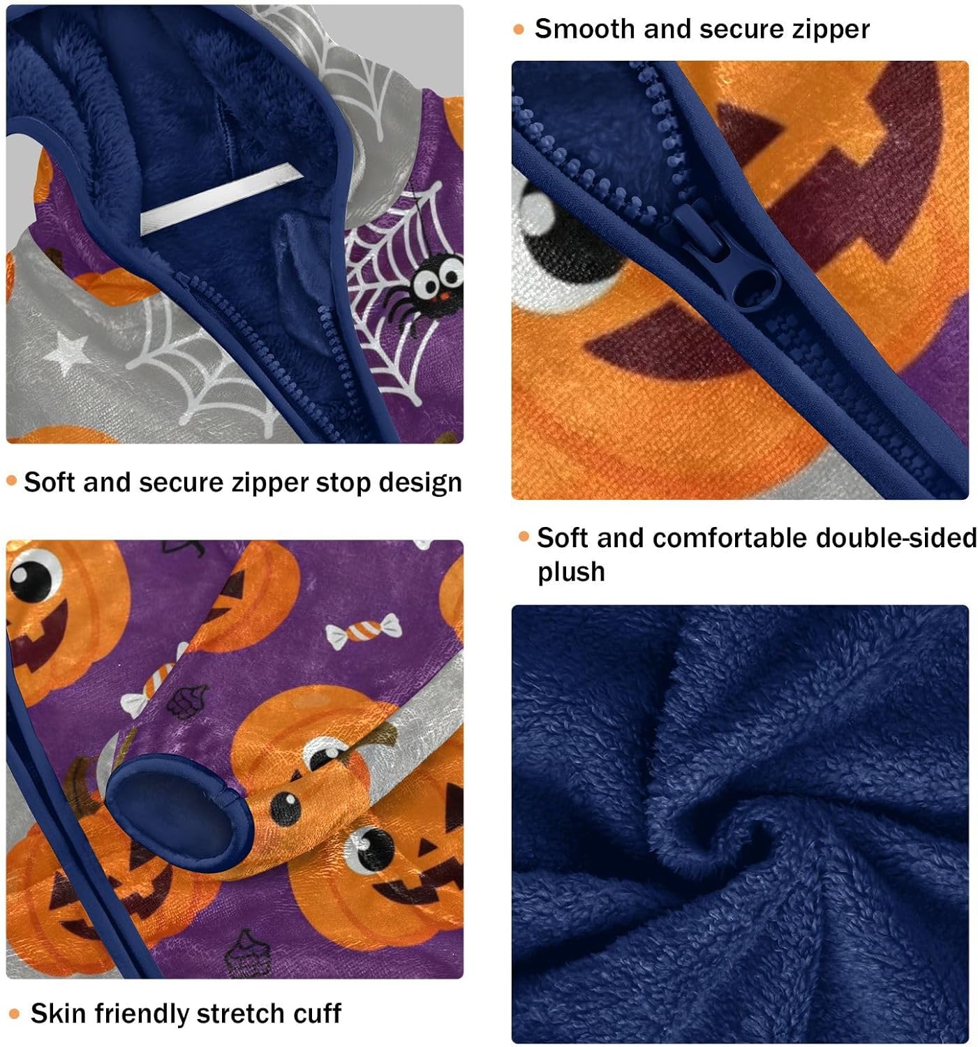 GuoChe Pumpkins with Spider Webs Fleece Zip Up Jacket Winter Coat Children