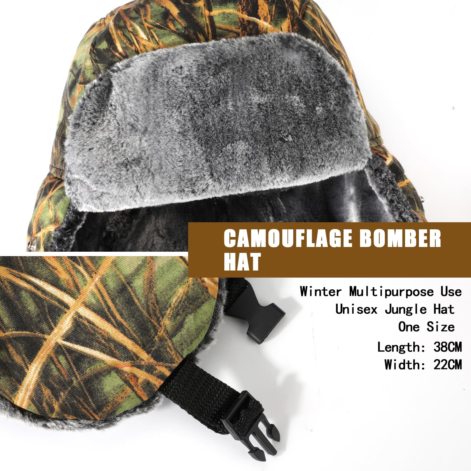 Tarnkappen-Fliegermütze, warme Wintermütze mit Ohrenklappen und winddichter Gesichtsmaske