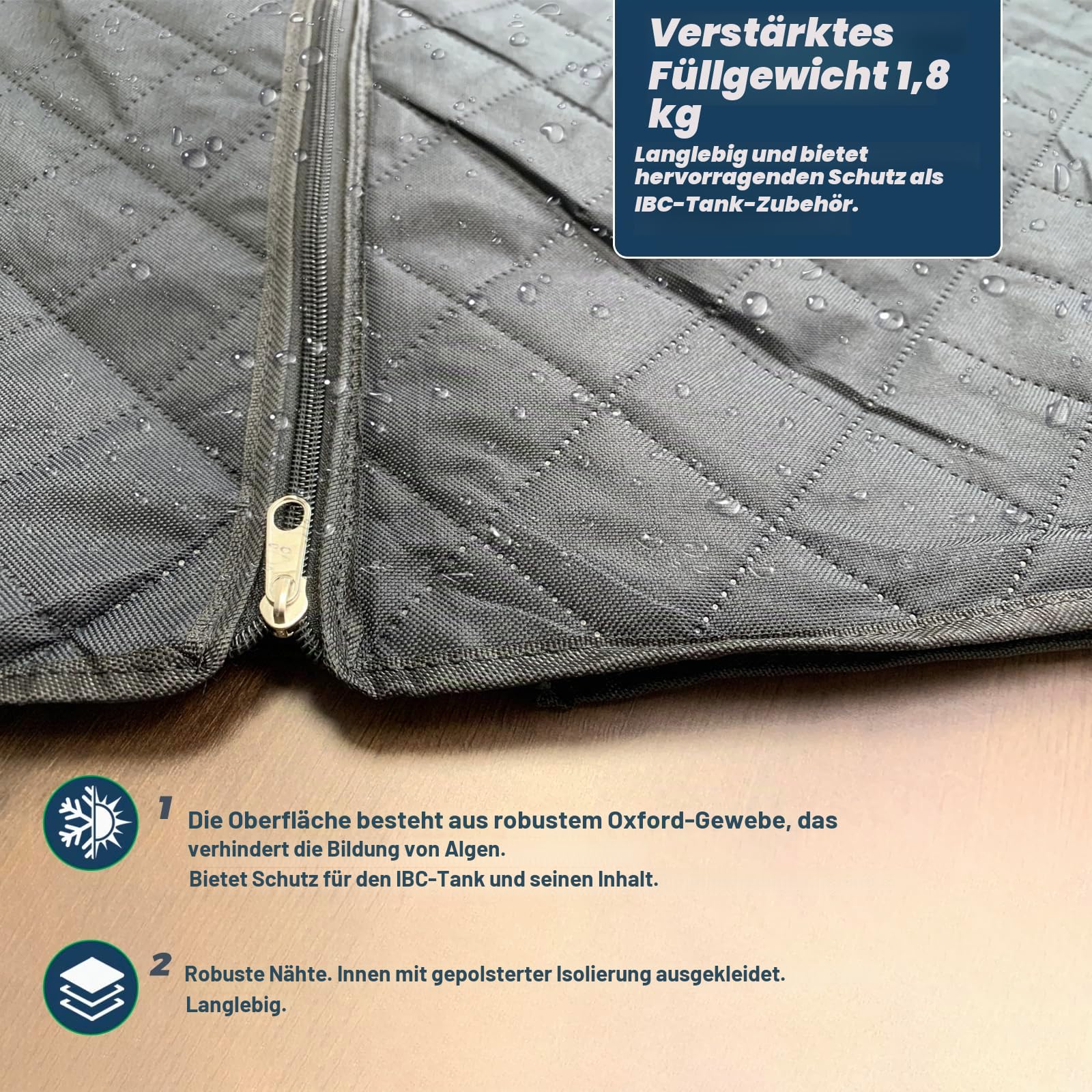 IBC Tank Abdeckung Thermohaube Frostschutz - Ibc Container Abdeckung, 1000L Wassertank Frostschutz, Verdickung Plus Baumwolle UV-Schutz, IBC Tank Zubehör Abzudecken Winter