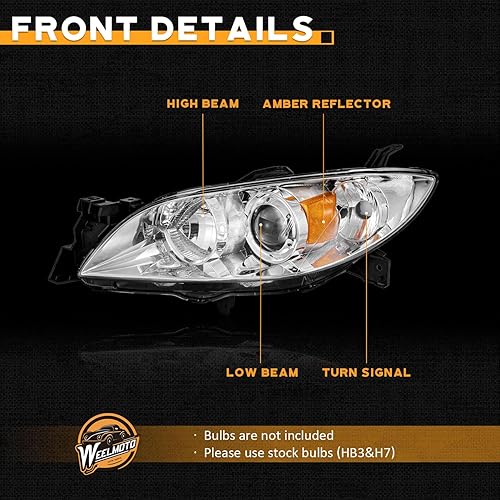 Miniatura 6 de Conjunto de faros delanteros para Mazda 3 Sedan 2004-2009 compatible con Mazda 3 Sedan 04 05 06 07 08 09 Mazda 3 Sedan 4 puertas proyector de