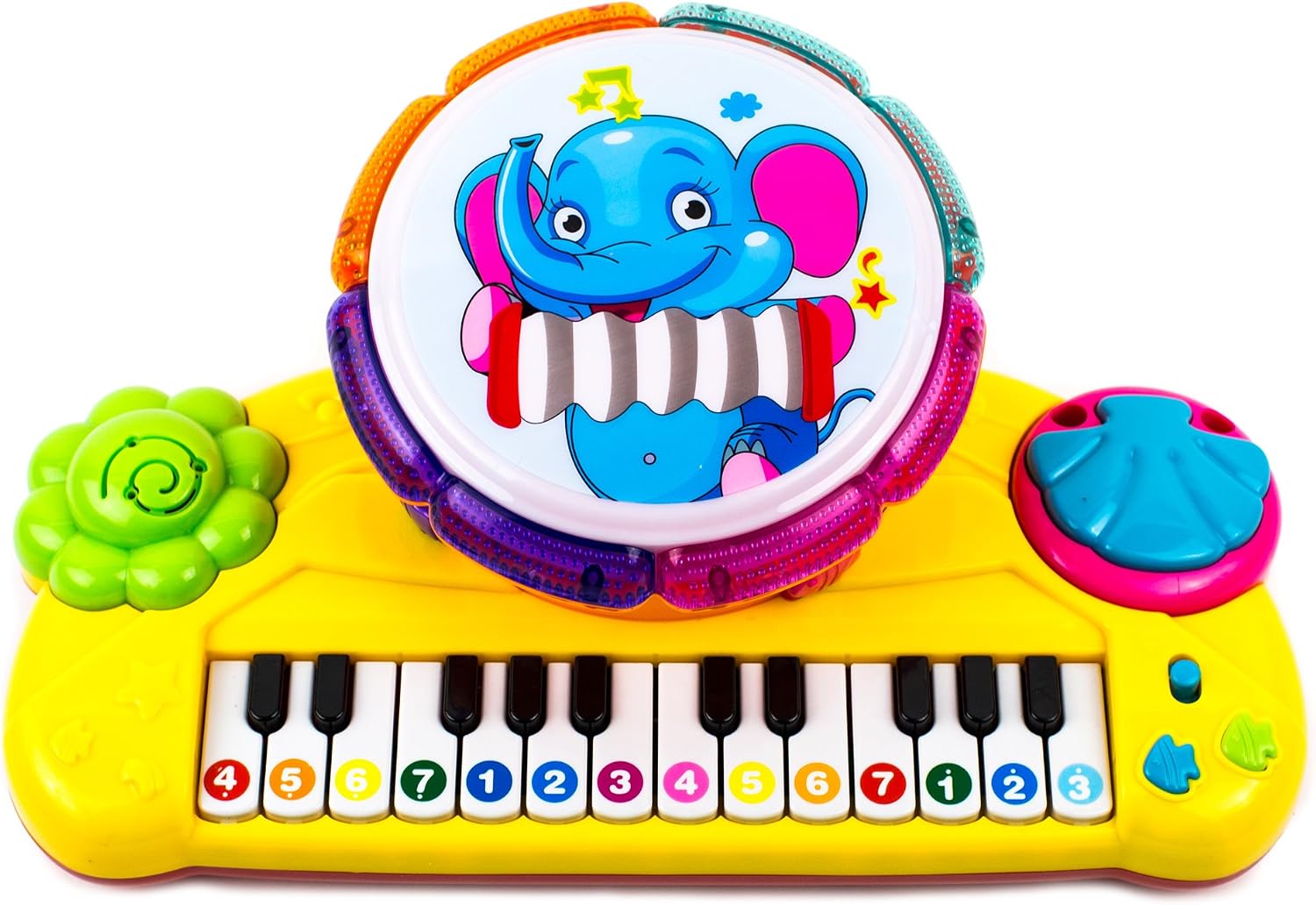 Toysery Multi-Functional Educational Drum Toy Set for Kids with Two Drumsticks - Piano Toys for Toddler - Sparkling Lights & Music