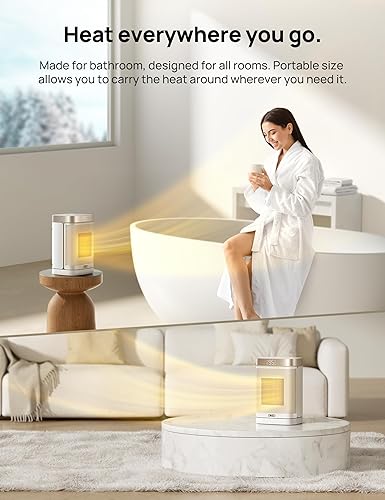 Miniatura 6 de Dreo Calentador de espacio para baño e interior, calentador portátil, calentador de cerámica PTC, seguro y silencioso de 1500 W, termostato digital