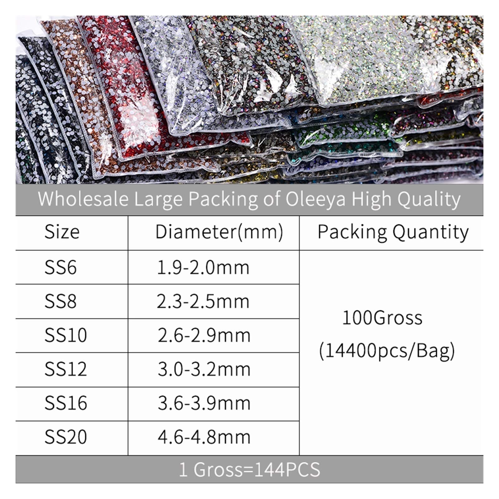 Better Hotfix Lot de 14 400 strass thermocollants Couleur 33 Taille SS20 14400 pièces