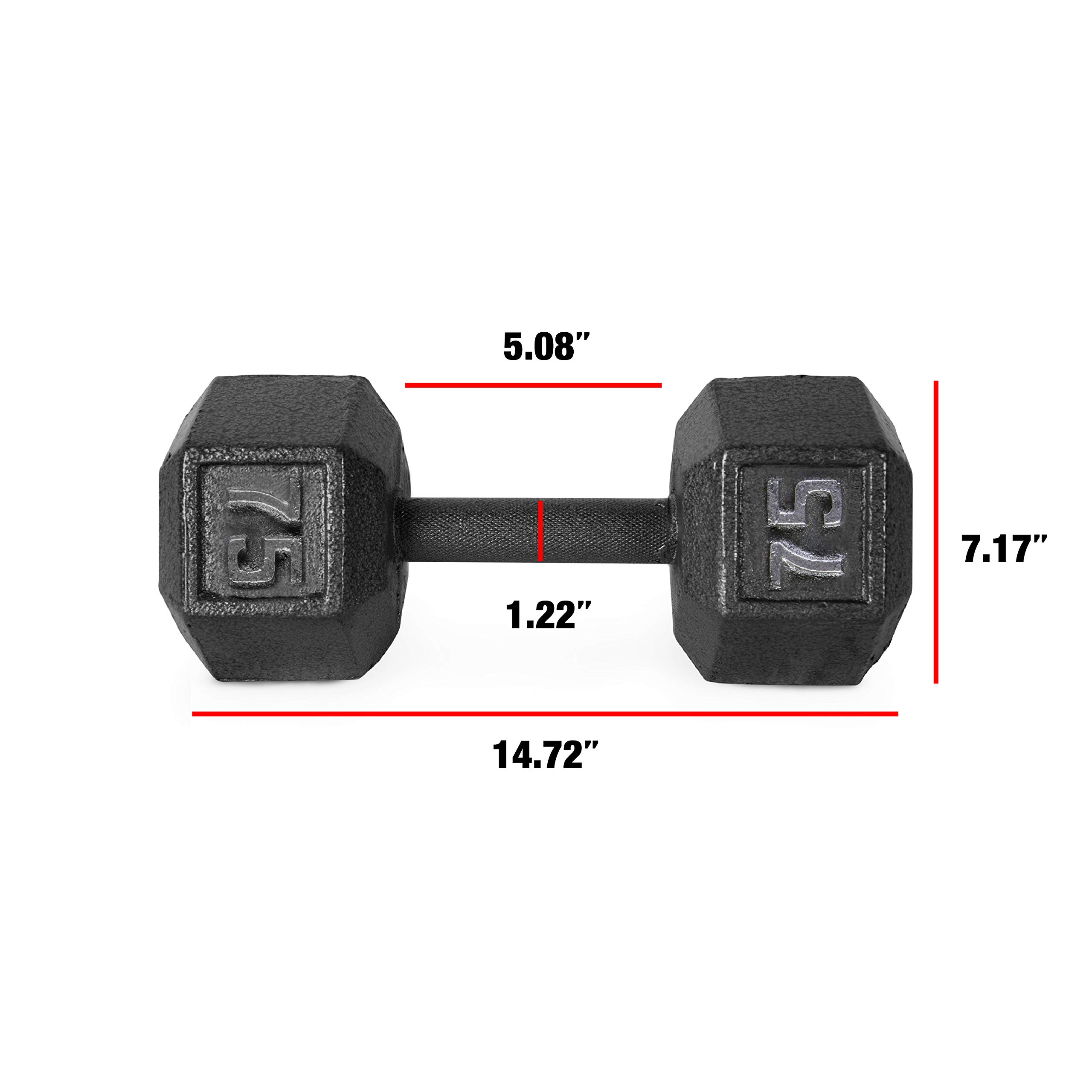 CAP Barbell Żeliwne hantle sześciokątne, czarne, pojedyncze, 34 kg