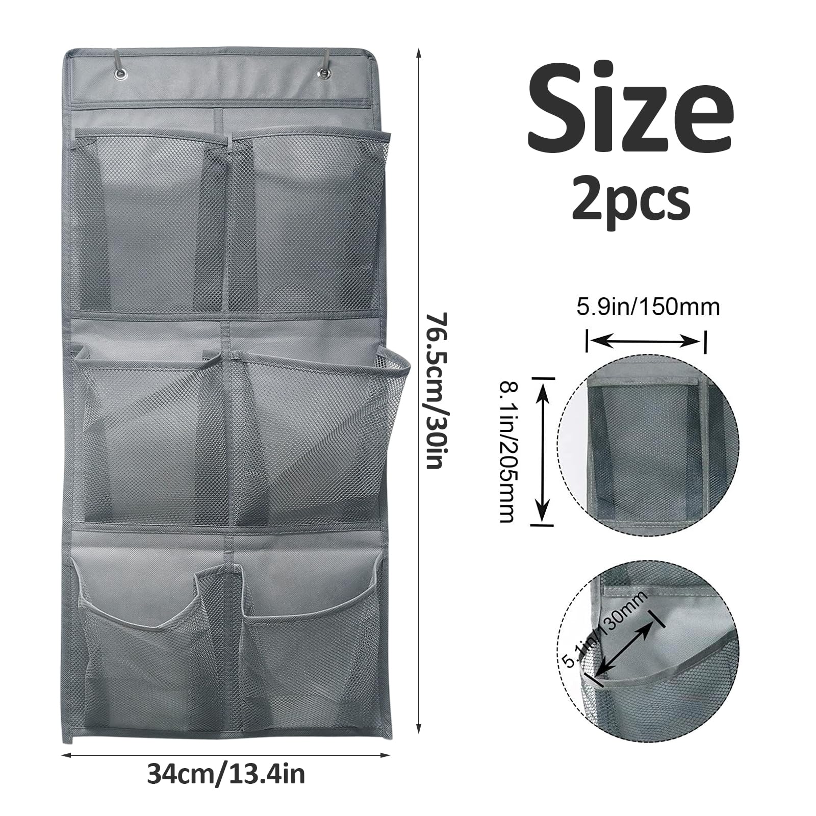 volumoon Organizer Pieghevole da Appendere, Scarpiera da appendere sopra la porta, 2 Packs Shoe Storage Organizer con gancio, Portaoggetti da Appendere con 6 Scomparti,organizer per scarpe (grigio)