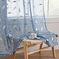 Vista 25 de MIULEE Cortinas texturizadas de lino semitraslúcidas con estampado rosa de 96 pulgadas de largo, juego de 2 paneles para dormitorio, sala de estar