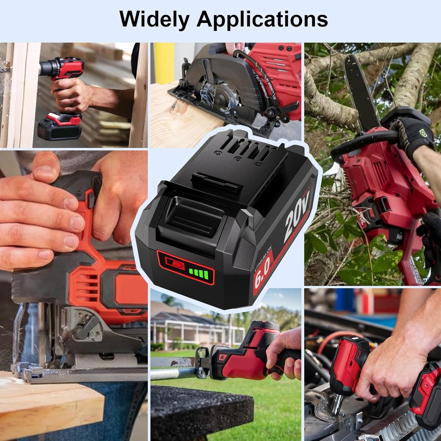 1 Pack 6.0Ah Lithium-ion Replacement for Skil 20V Battery BY519601 BY519603 BY519702,Compatible with SKIL PWRCore 20 Volt Cordless Power Tools and Chargers - Image 7