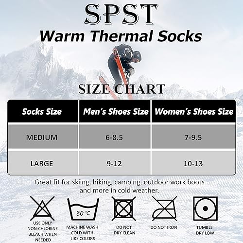 Miniatura 2 de SPST Calcetines térmicos cálidos, para hombre y mujer, para invierno, extra gruesos, aislados, mullidos, calentados, pesados, calcetines para botas