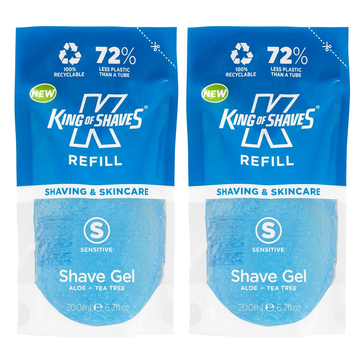 King of Shaves Sensitive Shave Gel Refillable Pouch 2 x