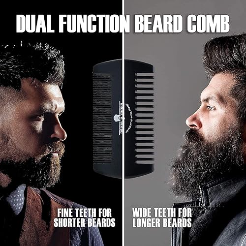 Miniatura 4 de Cepillo para barba para hombres y peine para barba con kit de aseo de tijeras para bigote, cepillo de cerdas de jabalí natural, peine de madera de