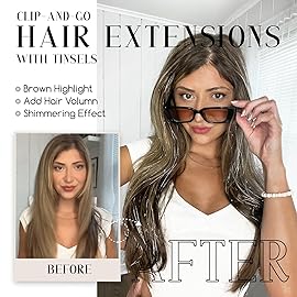 Dreamlover Fairy Hair Accessories for Girls, Tinsel Hair Extensions for Women, Dark Brown, 24 Pieces