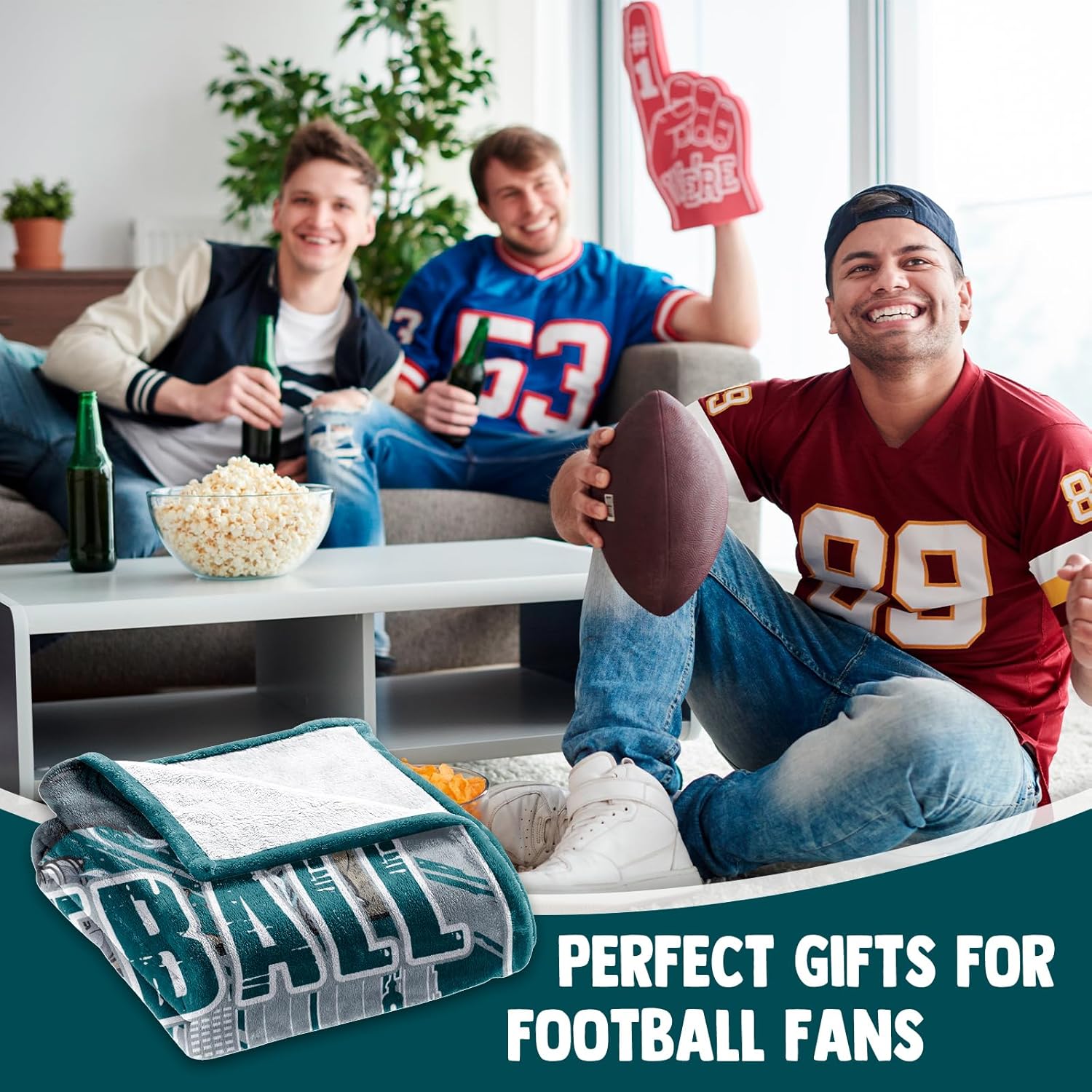 Football Gifts for Boys, Football Fans Gifts for Men Women, Green Sport Style Flannel Throw Blanket Super Cozy Soft Living Room 60"x50"
