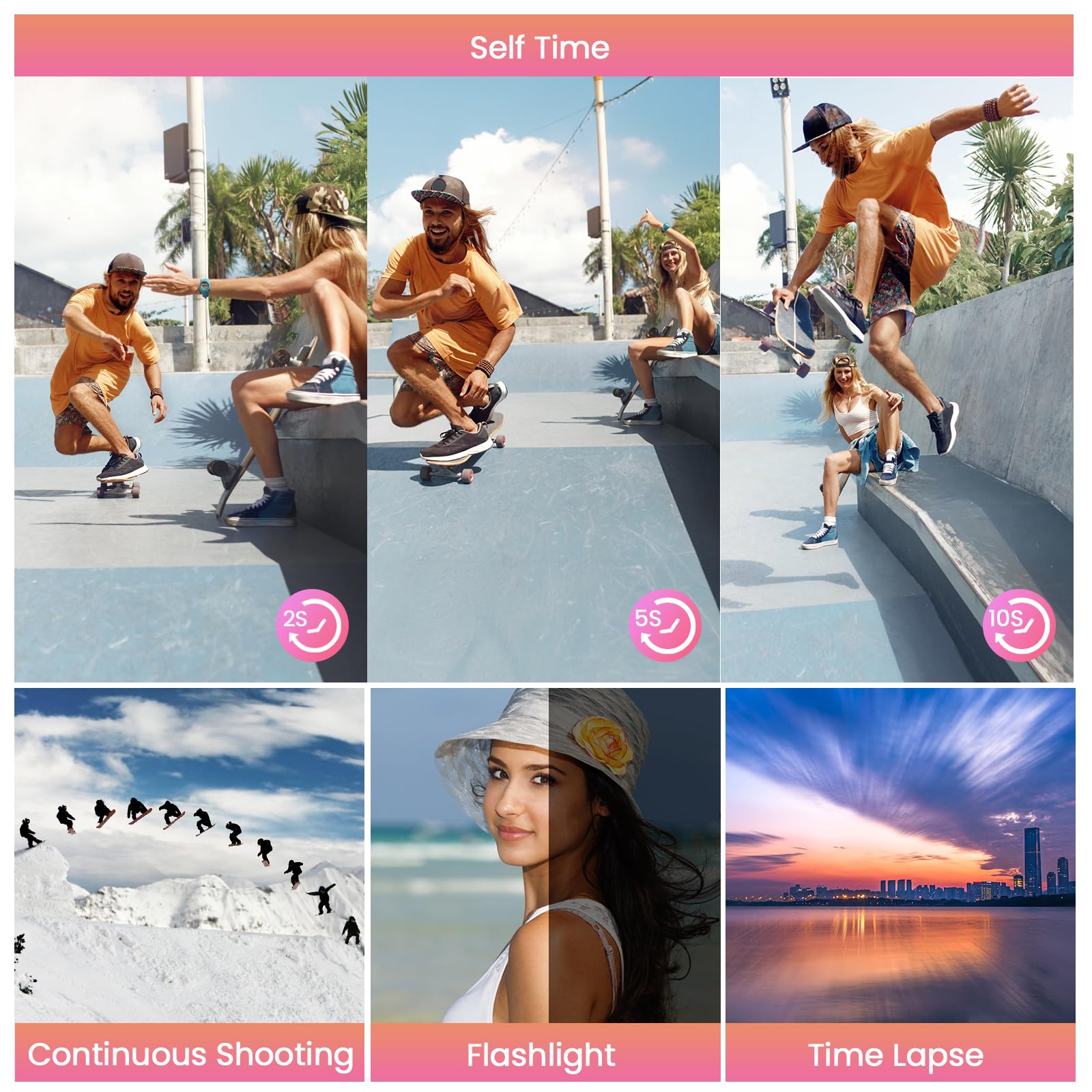 Fotocamera digitale da 64 MP 4K, zoom 18x, fotocamera compatta con messa a fuoco automatica, con scheda TF da 64 GB, flash, schermo LCD da 2,8 pollici, per adolescenti, adulti, principianti