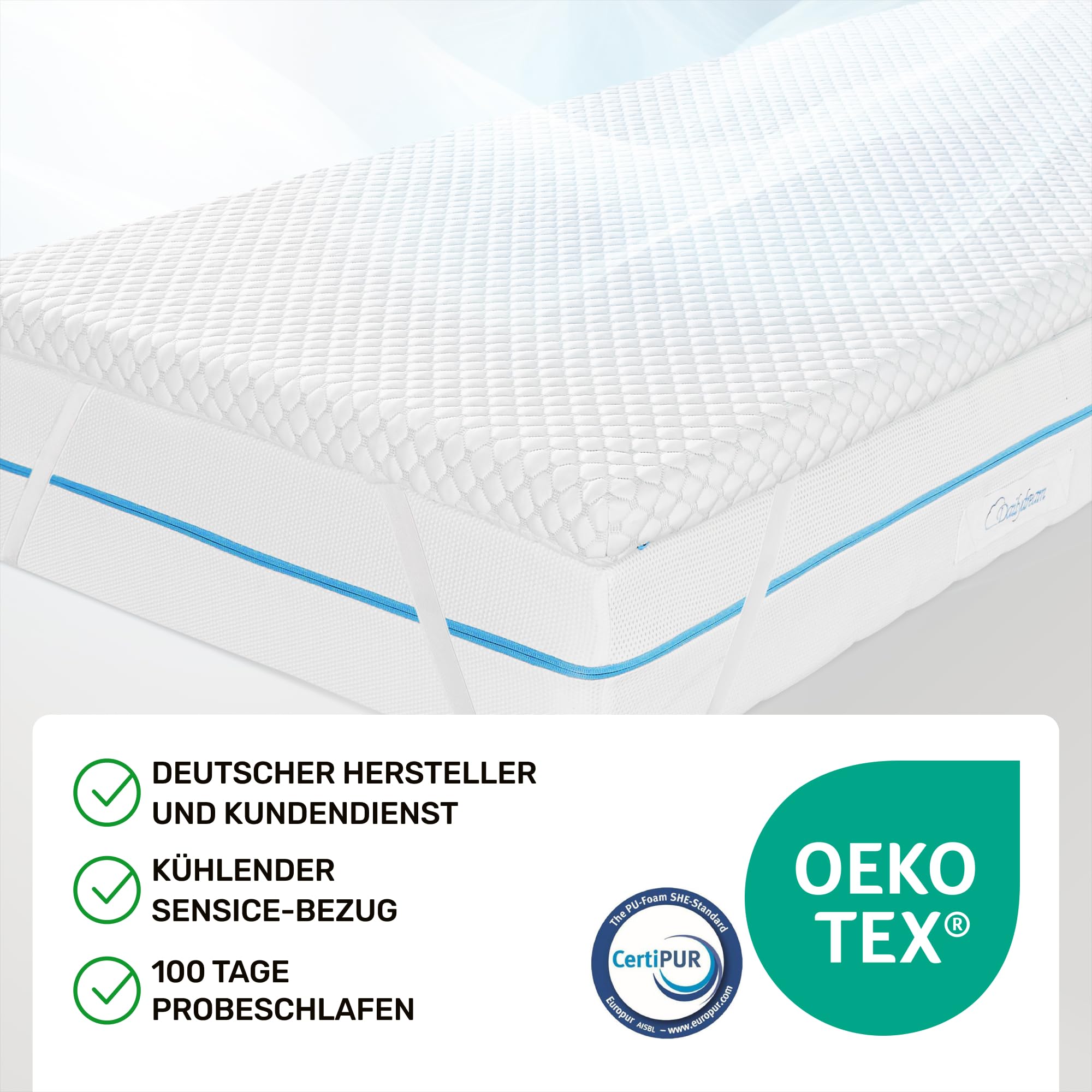 Dailydream Cooling Topper 180x200cm aus Memory Foam, 5 cm hoch