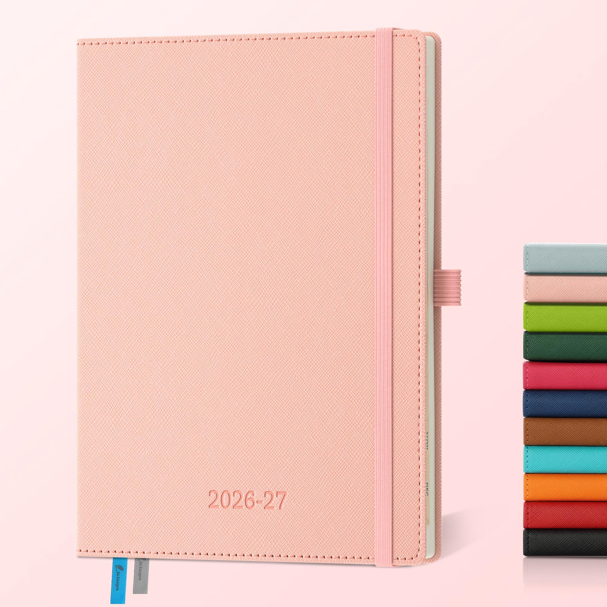 IN-LUXPRO Academic Diary 2026-2027: A5 Week to View (21.9x16.2 cm) 18 Months(Jul'26 - Dec'27) Weekly & Monthly Planner with Month Tabs & Inner Pocket, Expenses/Note Pages, PU Leather Pink