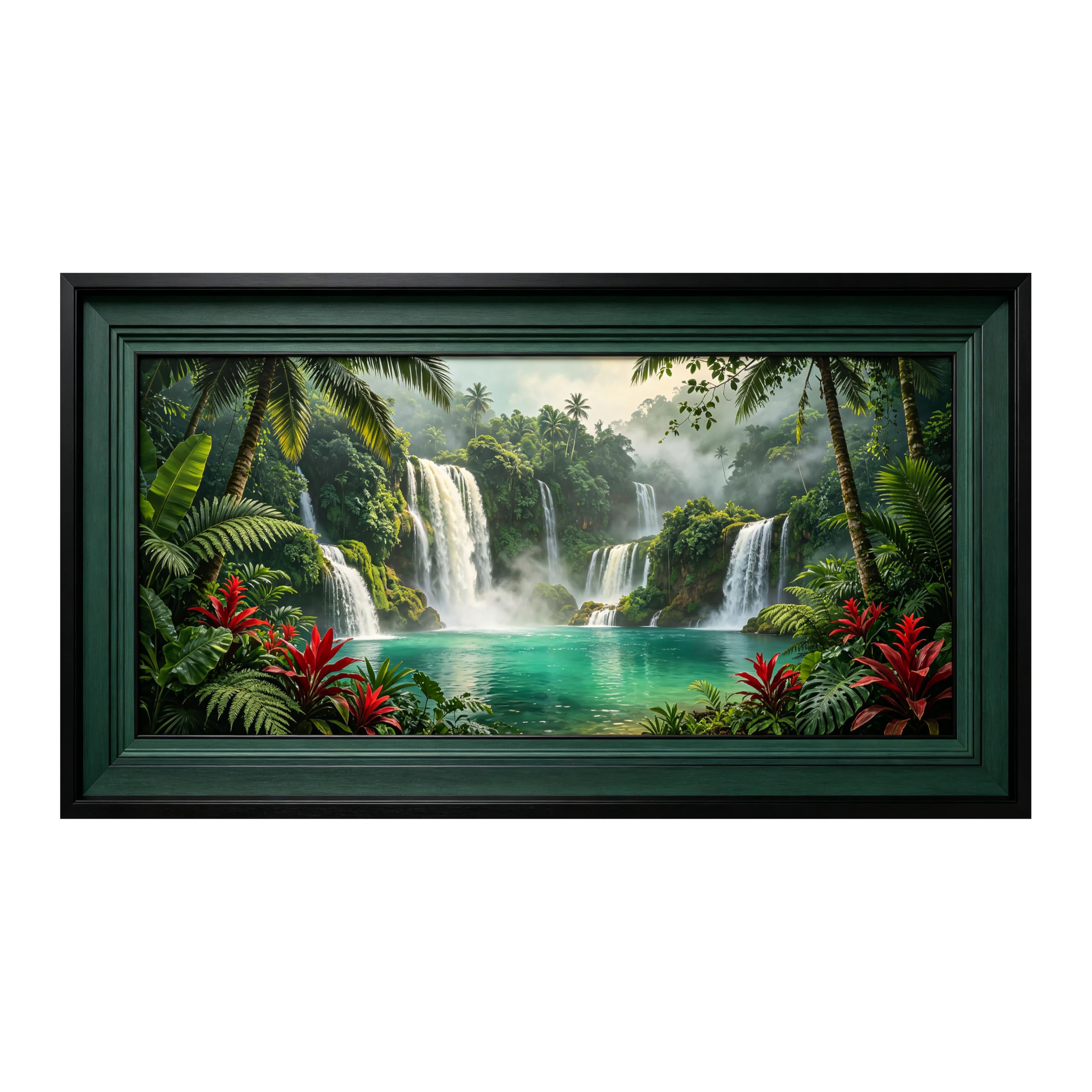 Yzpallescene Art260711026 3D Framed Wall Art Tropical Waterfall Rainforest Botanical Large Size Selfadhesive Removable Wall Decor Prints Artwork For Living Room Bedroom Office