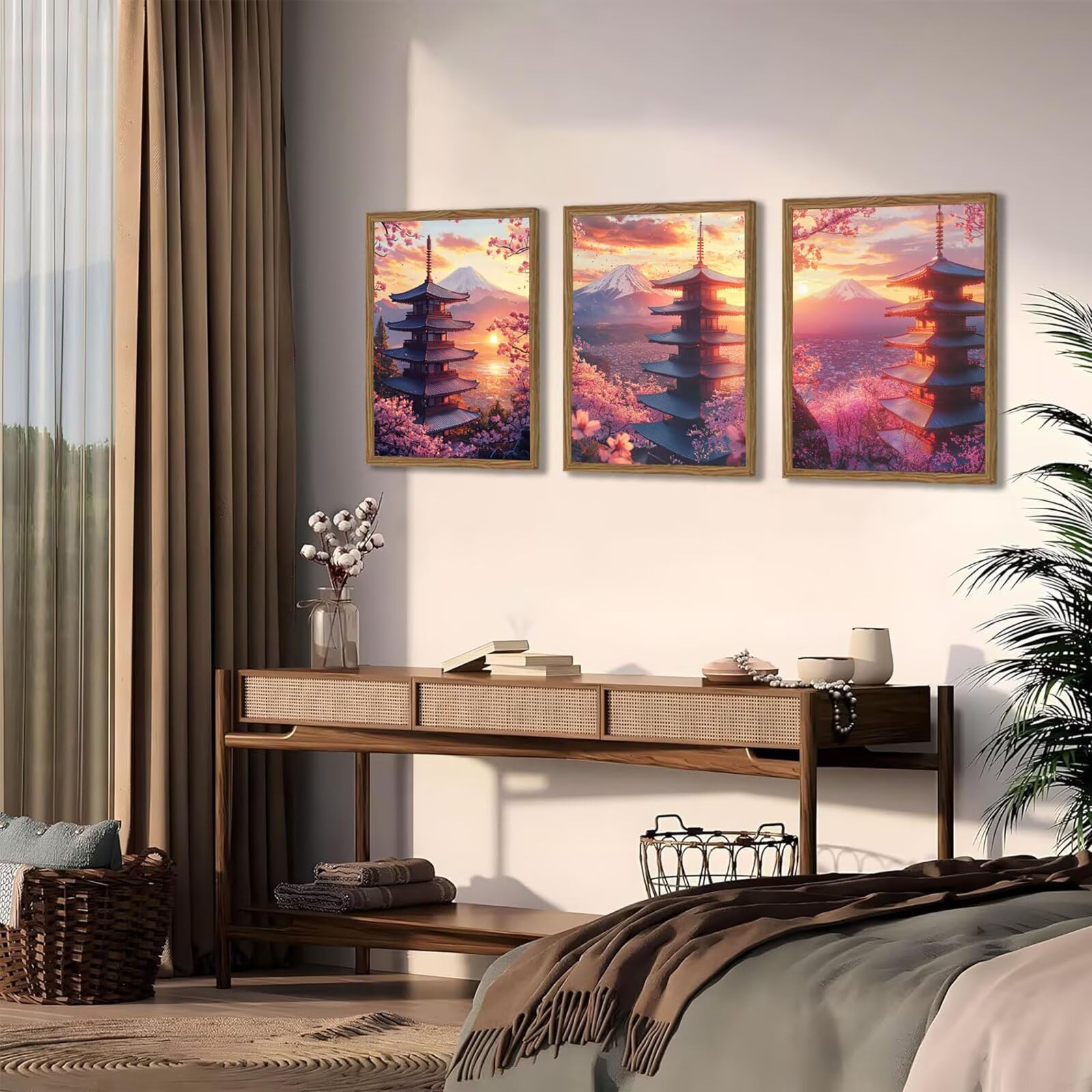 Generico Cnyaunfi 3 Pezzi Paesaggio Pittura Diamante Fai-Da-Te, 5D Rosa Diamond Painting Kit Completo per Hobby Creativi Adulti, Per La Decorazione Della Parete Di Casa 70x90cm YF-3111