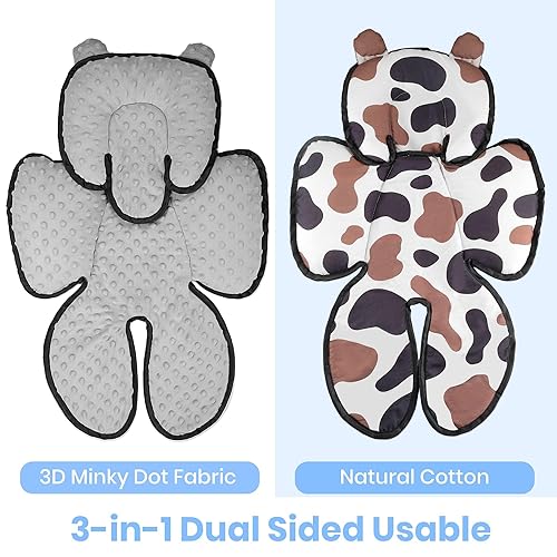 Miniatura 2 de 3 en 1 para asiento de automóvil para bebé, suave y transpirable, inserto de asiento de automóvil para recién nacido, cojín reversible de algodón