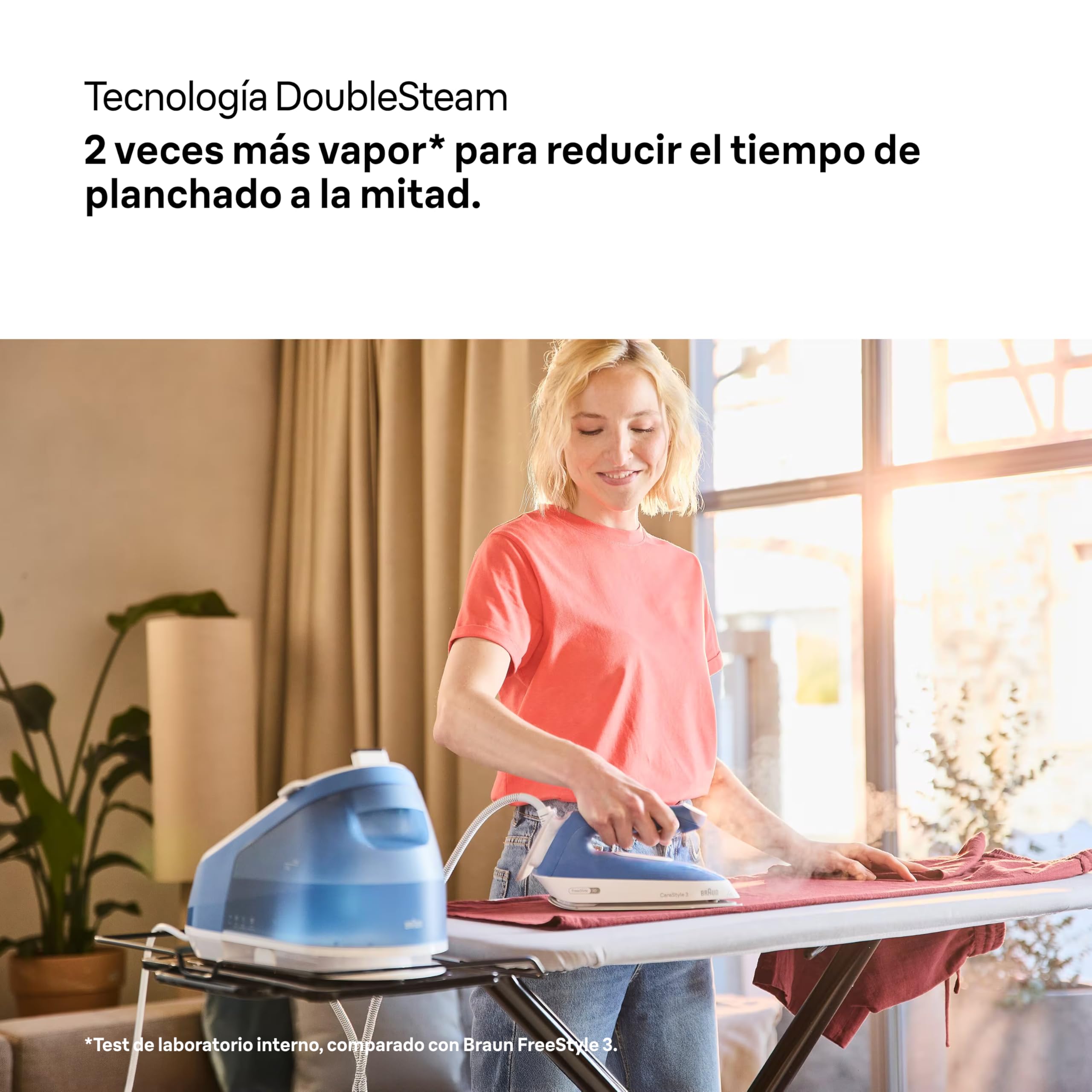 Braun CareStyle 3 – Centro de Planchado Compacto, Plancha de Vapor con Caldera 7 Bar, Tecnología Eco iCare, Suela FreeGlide 3D, Planchado Rápido y Suave, Azul (IS3255BL)