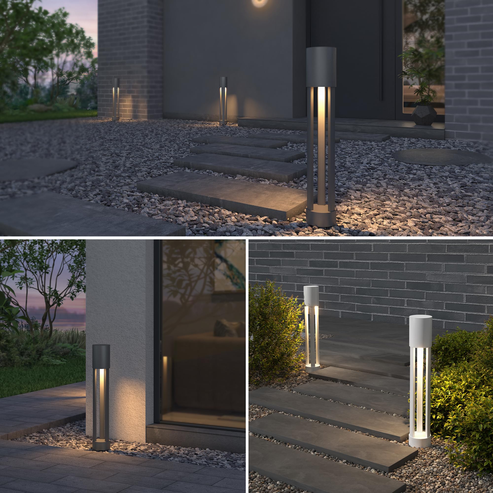 doporro Wegeleuchten Außen Stromanschluss 70cm Gartenleuchte IP65 10W | Gartenlampen für Draußen Strom, 3000K Warmweiß Pollerleuchte Standleuchte Außen, Ø120xH700mm, Sandgrau dunkel, NeoForge