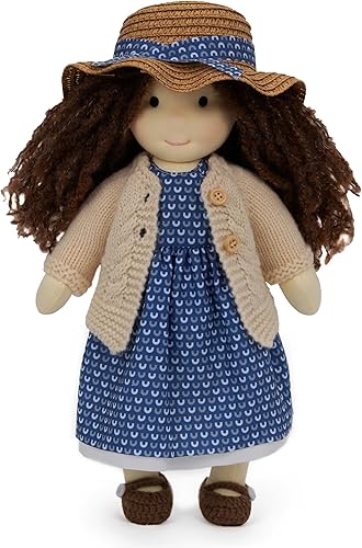 Muñeca Waldorf hecha a mano, Basia de 12 pulgadas, muñeca de trapo suave con bonito peluche, ideal para bebés y niños pequeños
