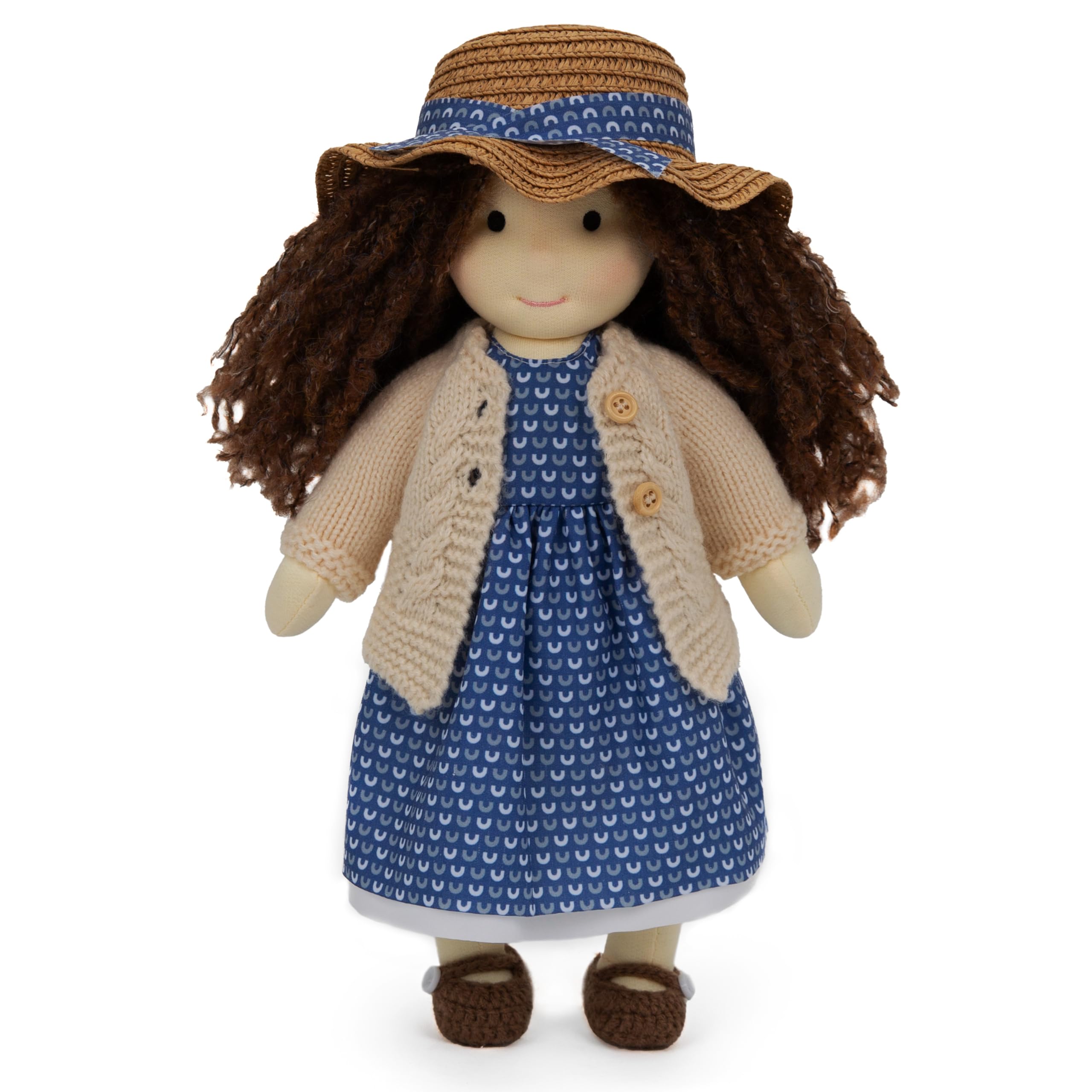 BlissfulPixie Handmade Waldorf Soft Girl Rag Doll Basia 12" - Ideal First Plush Doll for Babies & Toddlers