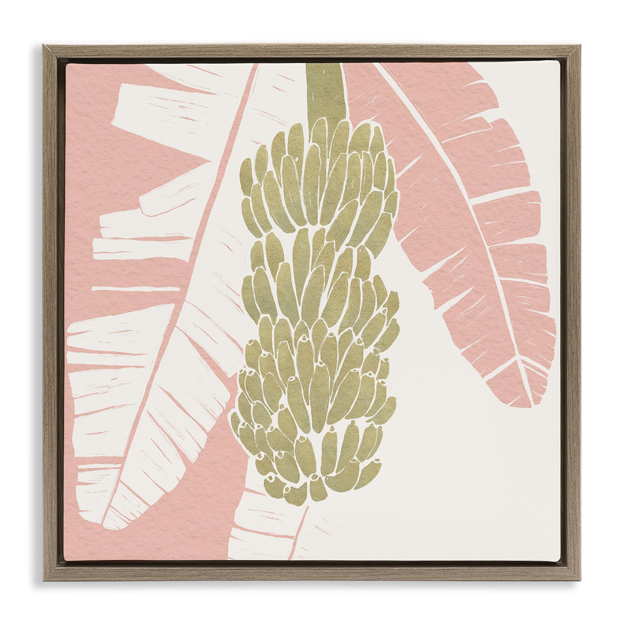 Stupell Industries Montalcino Elm (Textured) 'Banana Bunch Amid Pink Leaves'| Floating Frame Canvas Art