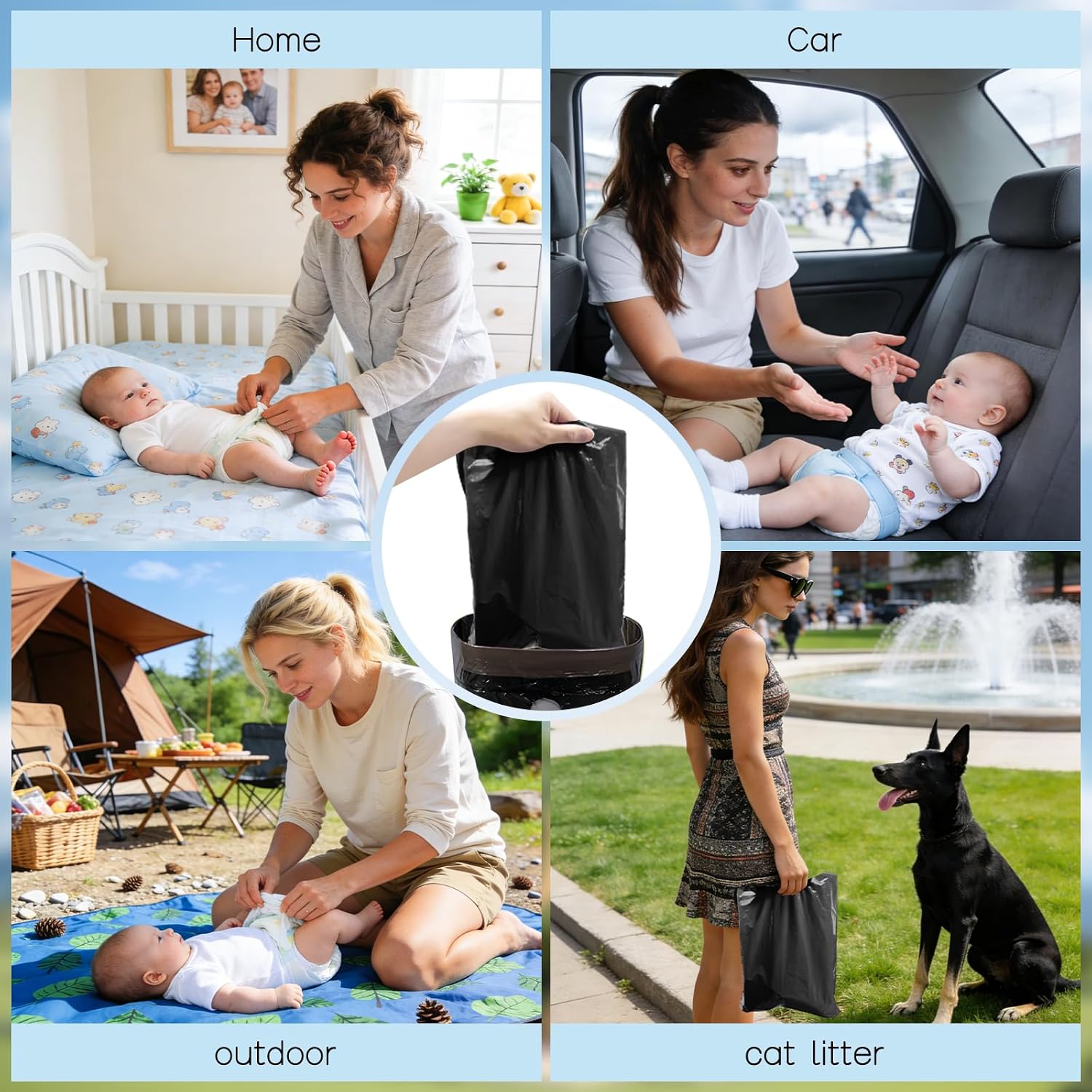 Diaper Bags Disposable Small Diaper Plastic Bags Disposable for Nursing Room Stroller Nursery Travel Camping (100)
