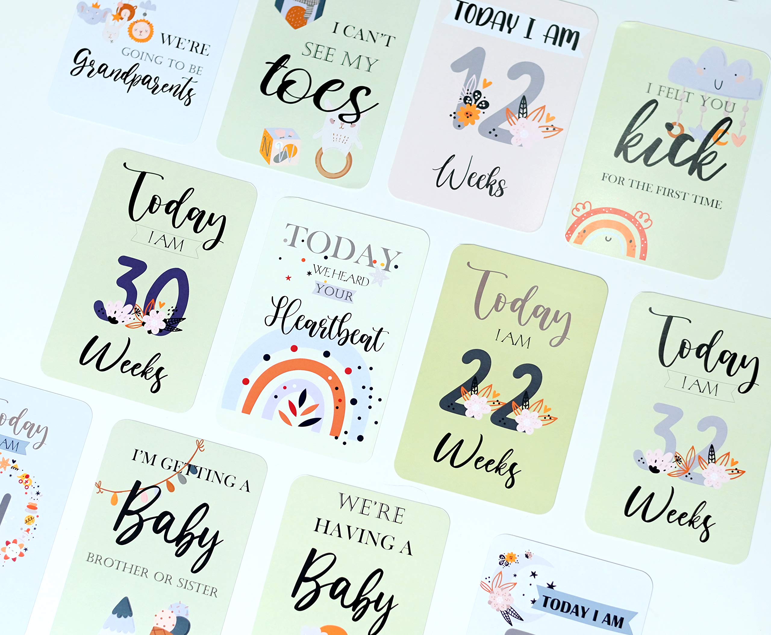 Dox Box Pregnancy Milestones Cards, Pregnancy Journey Memorable Moments, Weeks Growth Milestone Cards, Pregnancy Gift Scrapbook Photo Keepsake- Pack of 24 Multicolor for 5 years and up