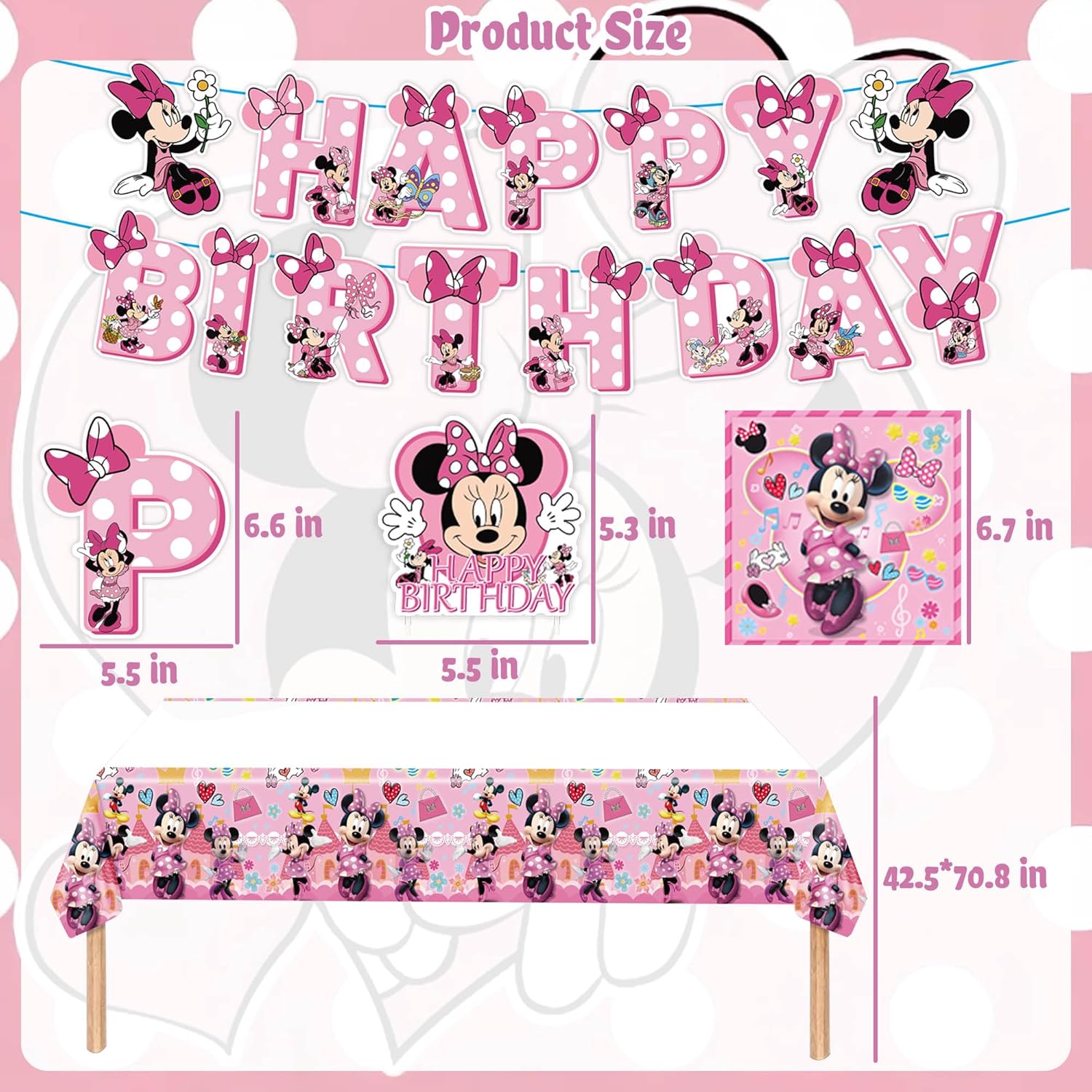 Pink-Themed Birthday Party Decorations Set - Includes Banner, Tablecloth, Balloons, Cutlery - Image 3