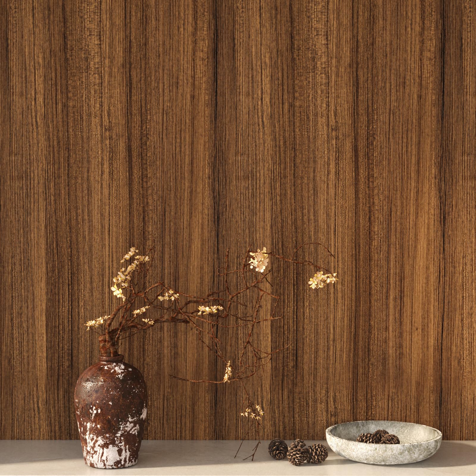 VEELIKE 15.7''x118'' Thick Brown Wood Contact Paper Wood Wallpaper