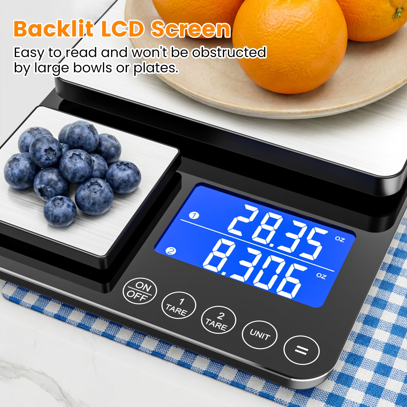 KKZ Dual-Plattform-Lebensmittelwaage, 15 kg/0,0 g, digitale Küchenwaage, wiederaufladbar, mit 7 Einheiten, Tara-Akkumulationsfunktion zum Backen, Kochen, Kaffee, Sauerteigbrot, Edelstahl