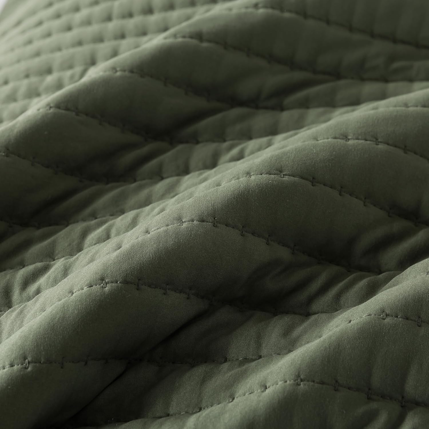 ROARINGWILD Olive Green King Size Quilt Set, Striped Pick Stitch Lightweight Bedspread, Soft Channel Farmhouse Rustic Coverlet, Spring Summer Thin Comforter, Country Bedding, 104x90 inches - Image 8