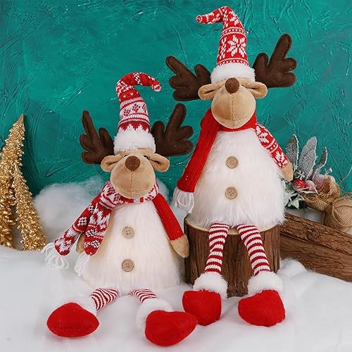 Miniatura 4 de Juegoal Paquete de 2 renos de Navidad iluminados con patas colgantes, figuras de alce de rodolfo de felpa hechas a mano de 23 pulgadas, regalo de
