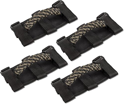 Miniatura 1 de Savadicar 4 asas de agarre de barra antivuelco, mango de agarre de tejido circular compatible con Jeep Wrangler CJ YJ TJ JK JKU JL JLU y Gladiator