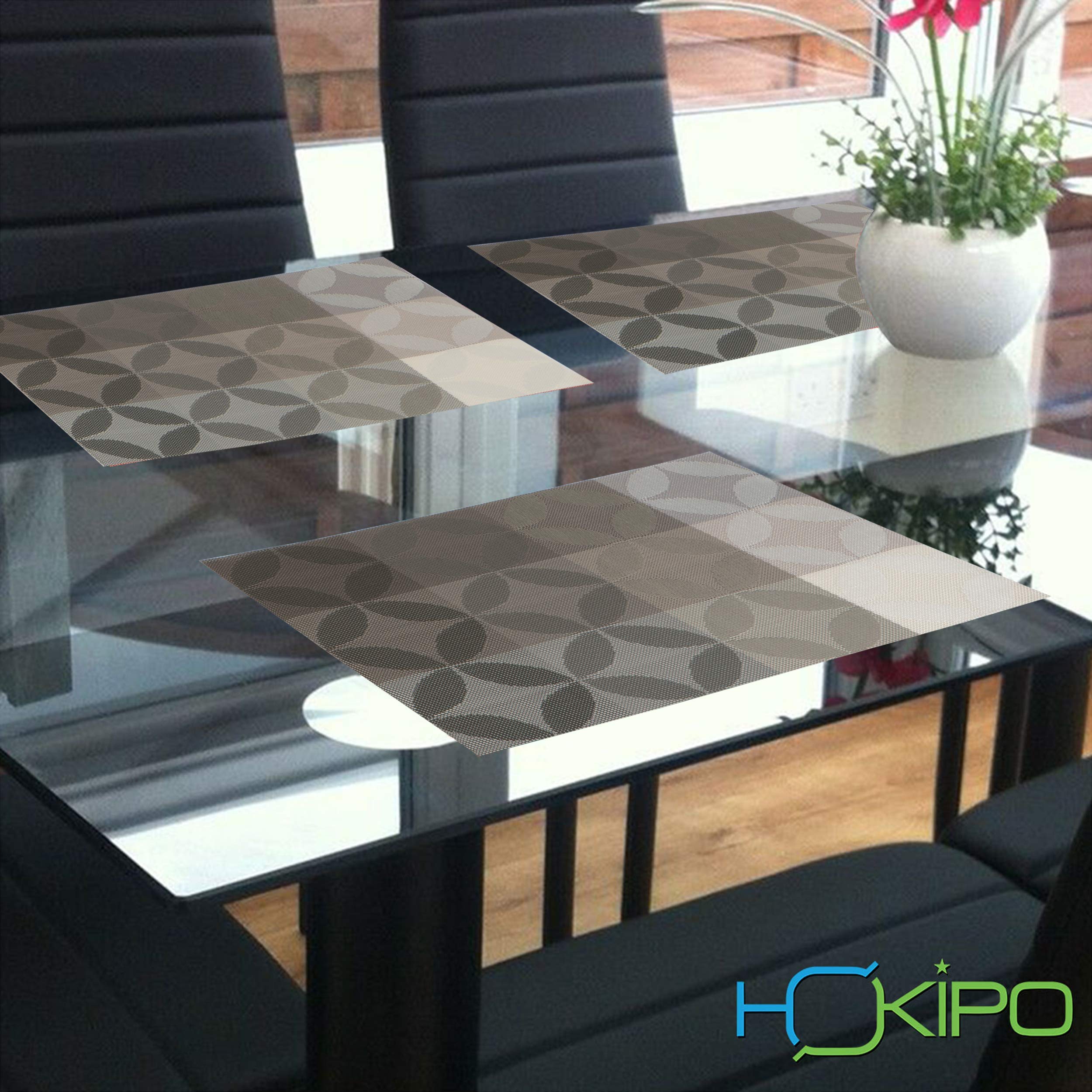 HOKIPO Geometric Grey Placemats - Set of 6 -4