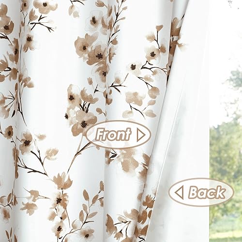 Miniatura 2 de Melodieux Cortinas florales de 96 pulgadas de largo para sala de estar, cortinas decorativas blancas con ojales, 52 x 96 pulgadas, 2 paneles