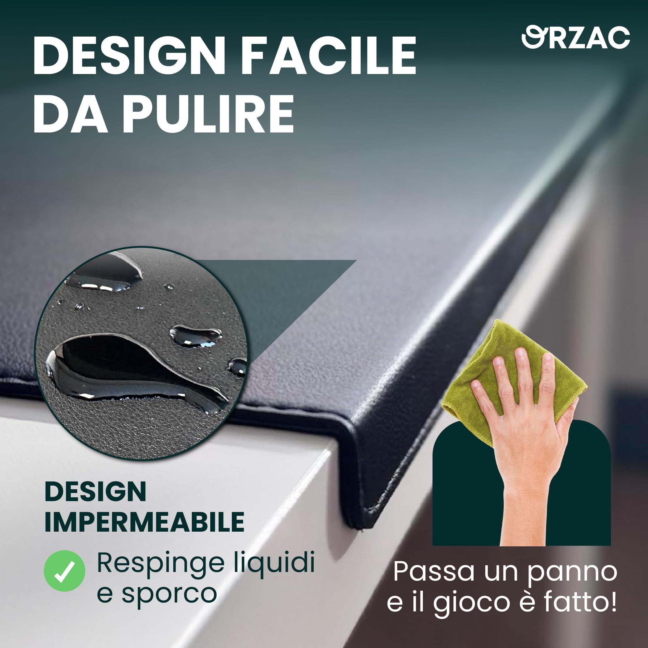 Tappetino da scrivania similpelle 80x40 cm impermeabile antiscivolo bordo 90°