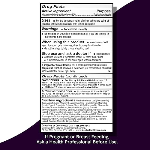Miniatura 8 de Australian Dream Crema para el dolor de espalda, para cuello, cuerpo, dolores musculares o dolor de espalda, tarro de 2 onzas