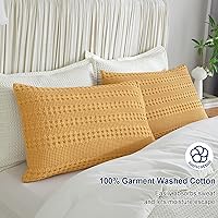 Vista 212 de PHF Fundas de almohada 100% algodón con tejido de gofre de 24 x 24 pulgadas, paquete de 2 fundas cuadradas para decoración elegante del hogar, sin