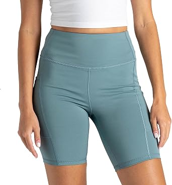 FITKICKS Womens Crossovers Lightweight Mid-Rise Bike Shorts with Deep Side Pockets Green, Large