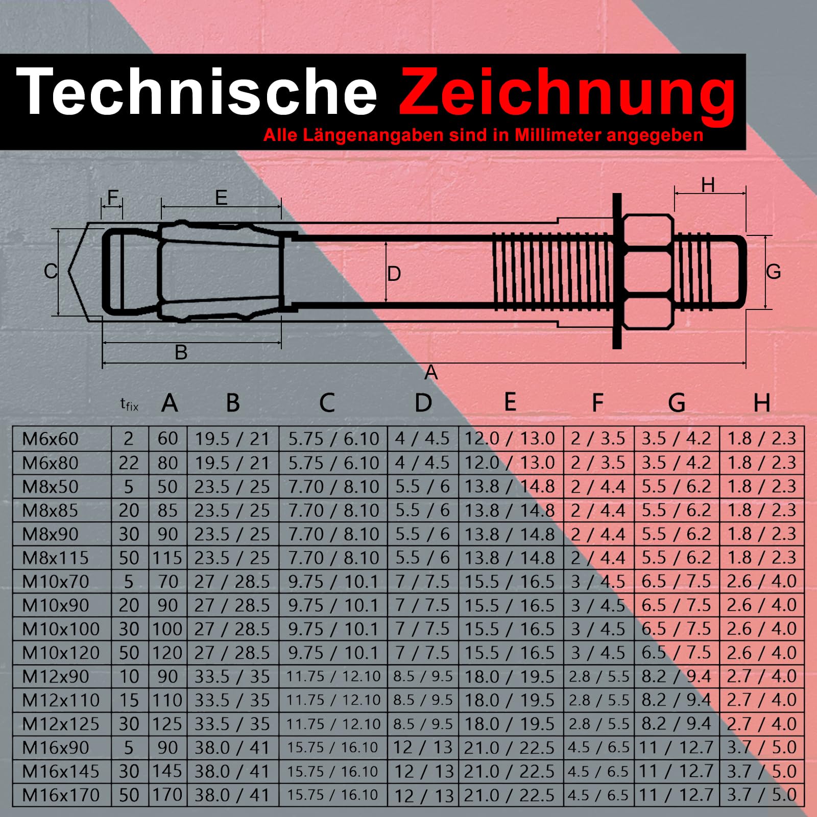 PRIOstahl® Bulloni di ancoraggio in acciaio inox V2A, vite di ancoraggio per carichi pesanti (M10 x 70 mm, 25 pezzi)