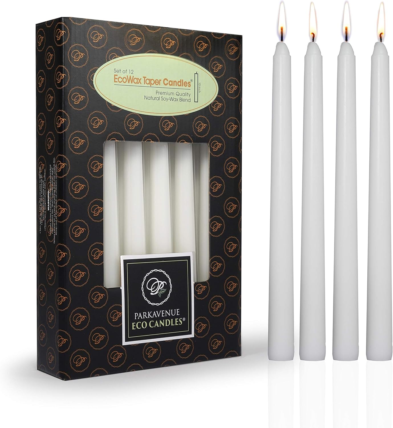 Organic CocoSoy Candles, Pack of 12 White Tapered Candles