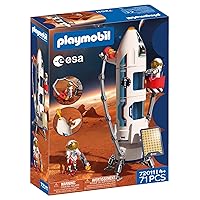 PLAYMOBIL Space ESA Mars Research Rocket | Razzo modulare con rampa di lancio e 2